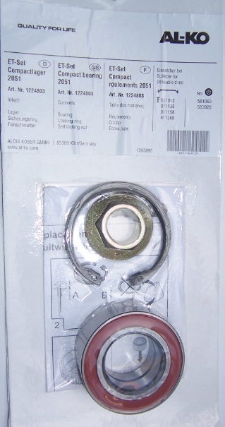 Ležaj AL-KO I 2051 I vodootporan, kompaktni I vanjski ø34xø64x37mm, set sa zegerom i maticom
