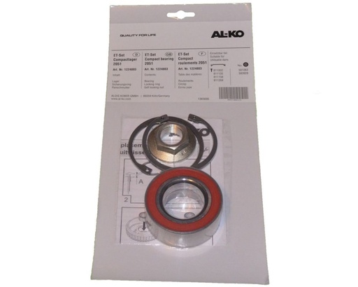 [12997] Bearing AL-KO I 2051 I waterproof, compact I external ø39xø72x37mm, set with washer and nut